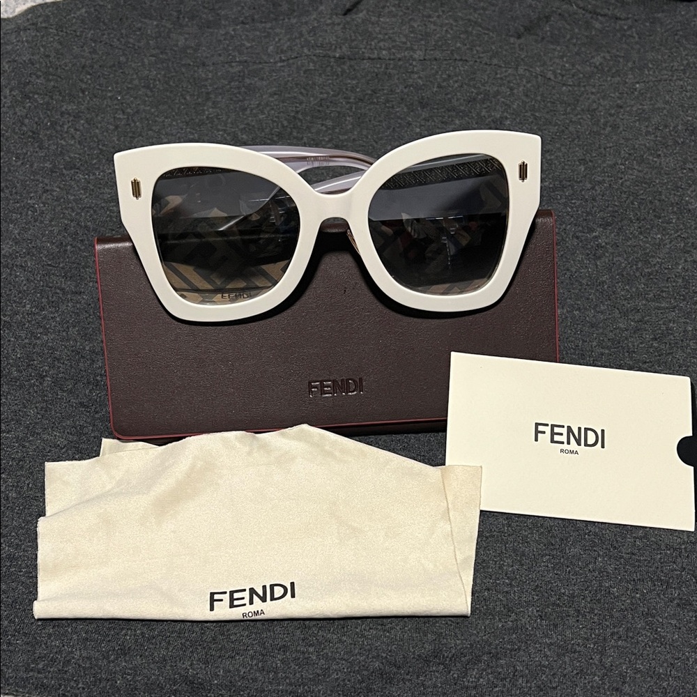 Fendi Ivory Cat-Eye Sunglasses